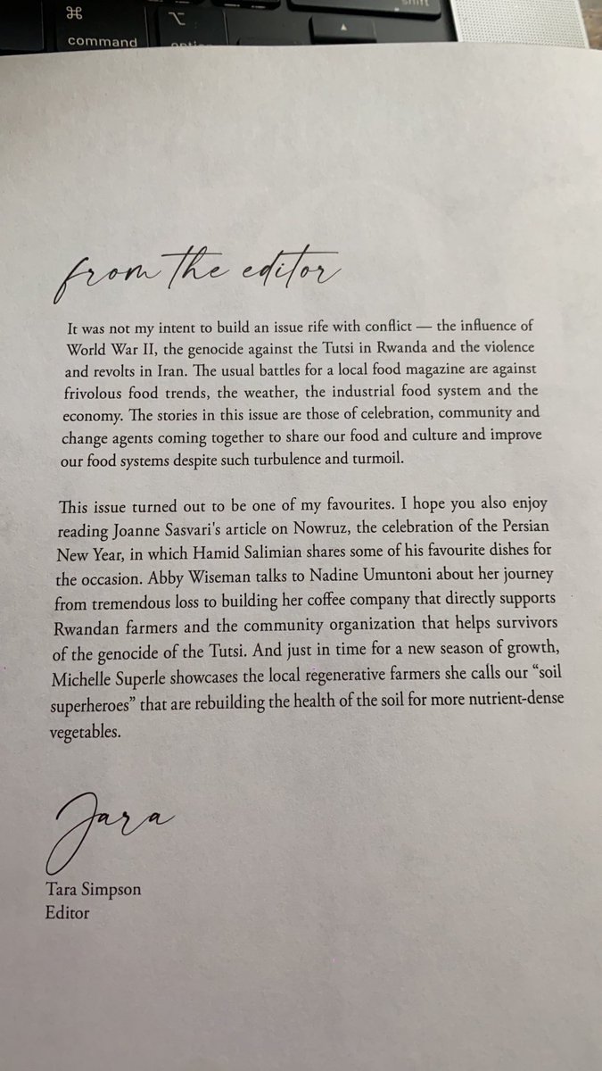 bryhelix's tweet photo. @EdibleVancouver I love a good food magazine but the first sentence from your editor made my skin crawl. Mentioning WWII and genocide in the same sentence but forgetting the holocaust? Also this is upper middle class food fodder. The privilege of comparison here makes me queasy. https://t.co/bRCD4SpoZN