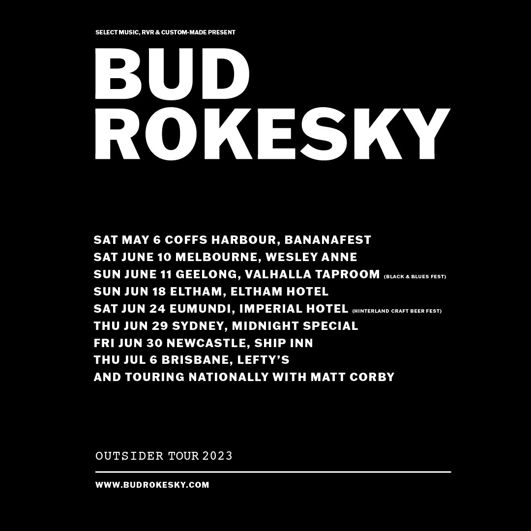 BudRokesky's tweet photo. Here we go! In support of my debut album OUTSIDER I'm playing a bunch of shows along the coast. Check out https://t.co/n8Rm6GqePi and we'll see you there - thanks to @rvrlabel @selectmusic @custommade0 @mattcorby @hancock_jeremy #budrokesky #live #music #tour #australian #country https://t.co/XbdZmfb6FH