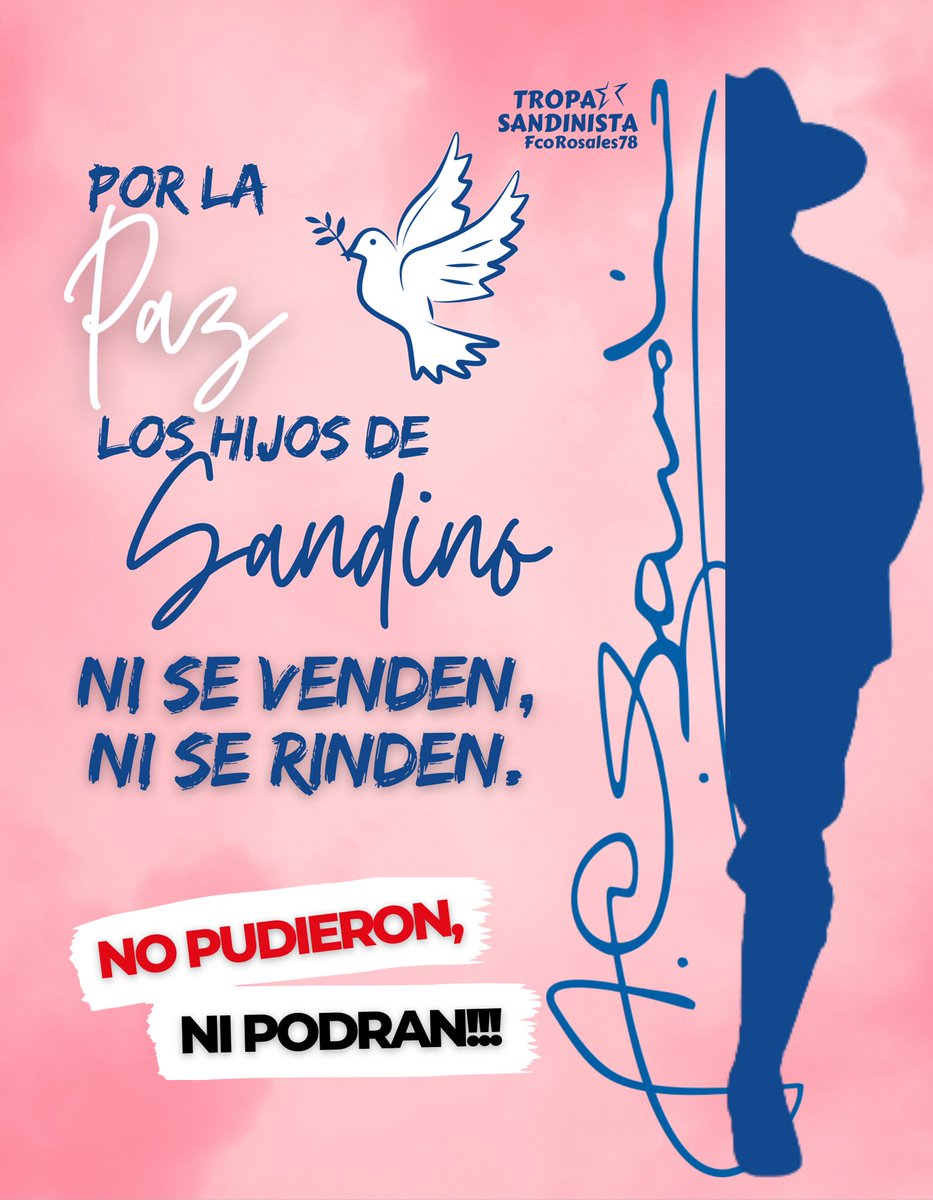 Para nosotros #LaPazNuestraVictoria, y decimos la paz nuestra victoria, convencidos de que es en paz y como hermanos que vamos adelante.

#TropaSandinista 
<a href="/2_Flores2/">2_𝕱𝖑𝖔𝖗𝖊𝖘2</a> <a href="/AmandaVegon/">Amanda Vegon</a> <a href="/Bely_Perez2/">Bely Perez 🇳🇮</a> <a href="/CamposAlv_5/">Campos Felipe</a> <a href="/corpav_m/">Carnitas Sandinista ❤🖤❤🇳🇮</a> <a href="/esbeltania/">Esbeltania</a> <a href="/Dra_Paredes_/">🦷 Dr🅰️. 🅿️🅰️redeS🦷</a> <a href="/Uva22/">𝑼𝒗𝒊𝒕𝒂</a> <a href="/jbrisol/">🅰️racely ♏ 🧲anales❤️🖤</a>