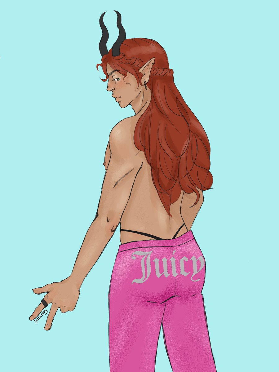 Princess_JCE's tweet photo. Hot fae prince with an ass as fat as his need for fruity chaos aka Ortherion. For @__DorianV because somehow it came up that he would definitely wear juicy sweats with a whale tail moment 💅 https://t.co/CMG2y7gZF6
