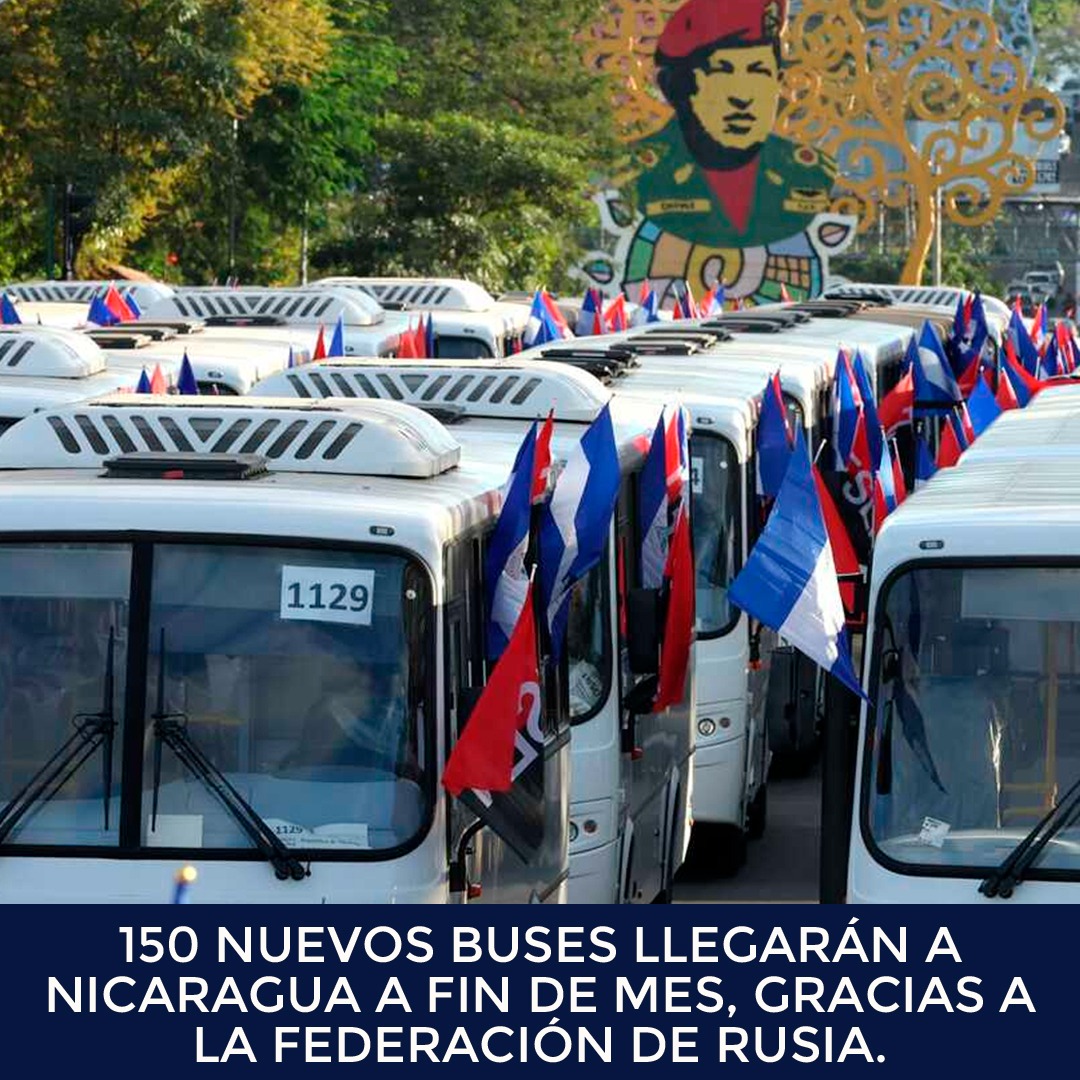 GioGuerrero93's tweet photo. Nicaragua 🇳🇮 Recibirá de parte dela Federación de Rusia 🇷🇺 una flota de buses 🚌 
#PLOMO19
#LaPazNuestraVictoria https://t.co/eGqzymSnKc