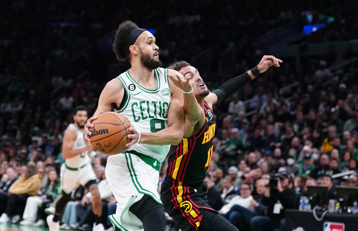 celticsblog's tweet photo. Derrick White garners "M-V-P" chants, powers Celtics to 119-106 Game 2 win over Hawks https://t.co/lJfOjp9RrH https://t.co/7OR2iN1UlT