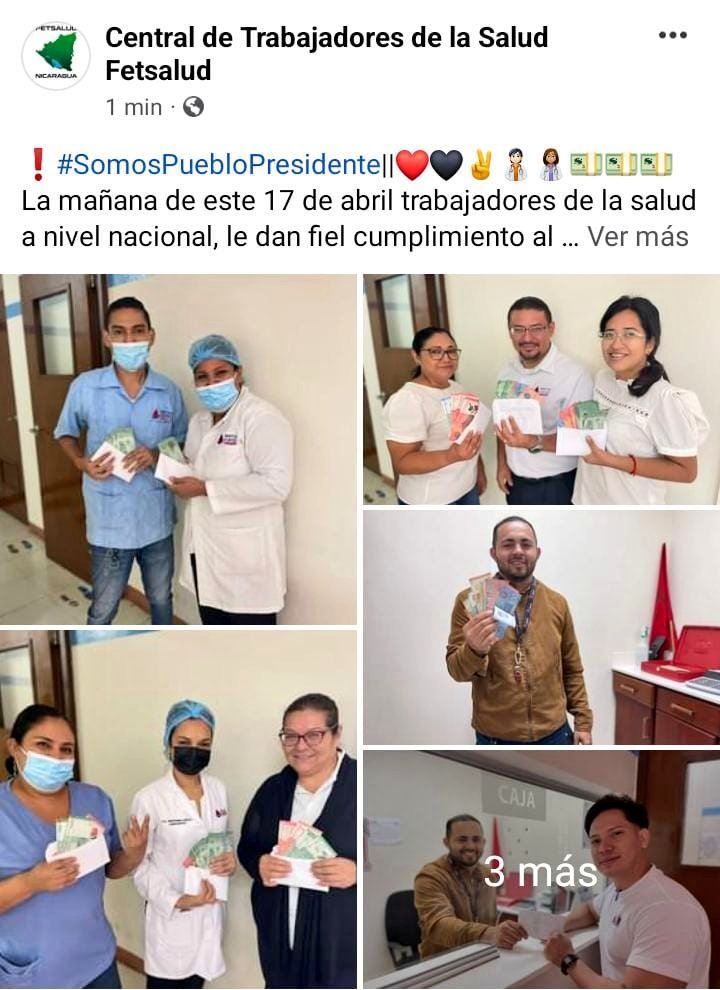 #LaPazNuestraVictoria 
Trabajadores de la Salud recibiendo el pago de Uniformes según Convenio Colectivo