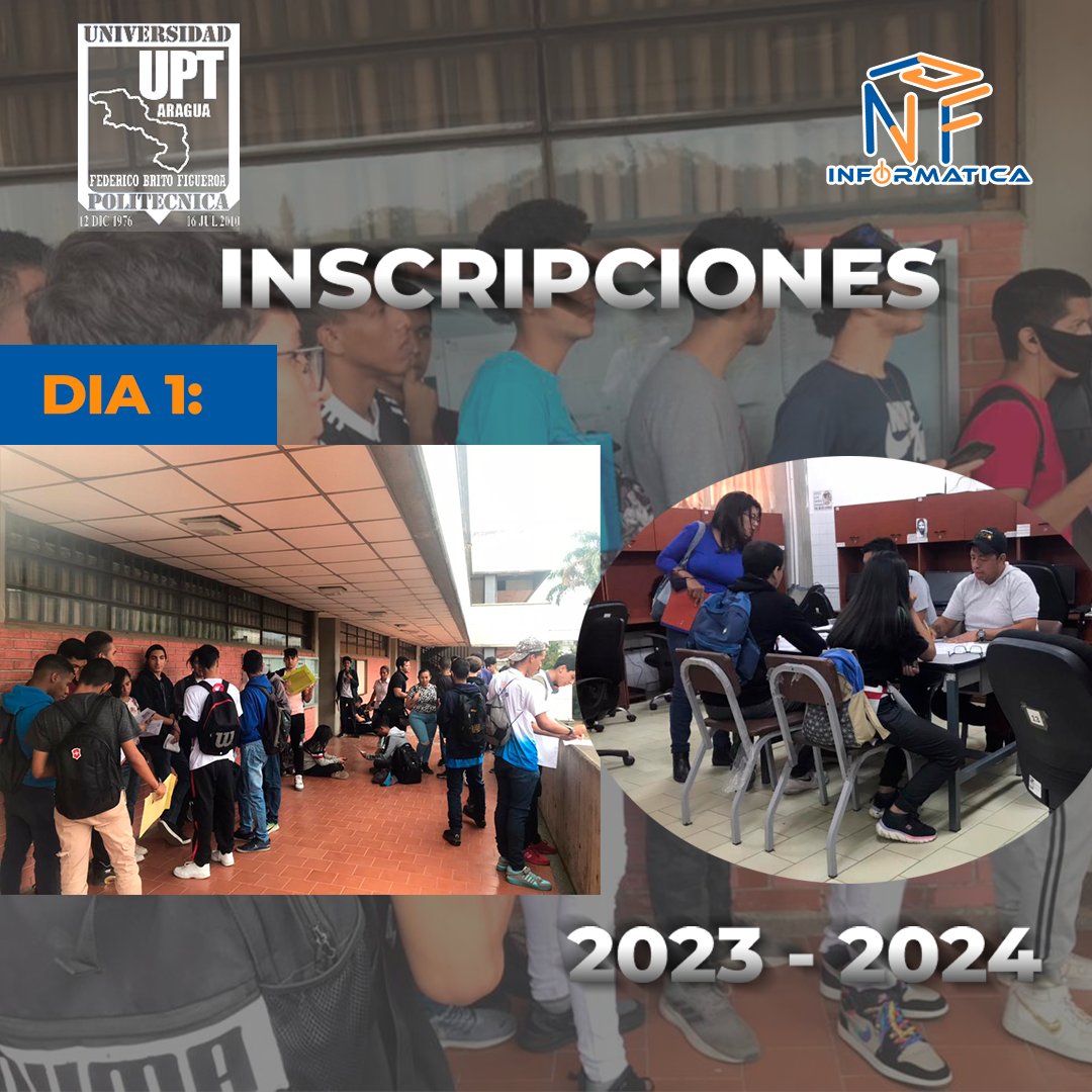 Uptainformatica's tweet photo. ¡SEMANA DE INSCRIPCIONES! 
Tal y como se tenia previsto desde el 17de abril del presente año, se esta llevando a cabo el proceso de inscripciones de estudiantes regulares para un nuevo periodo académico,  Te esperamos el dia Jueves 20 de Abril!
#somosuptaragua @BettysMunoz https://t.co/F8dqteNssb