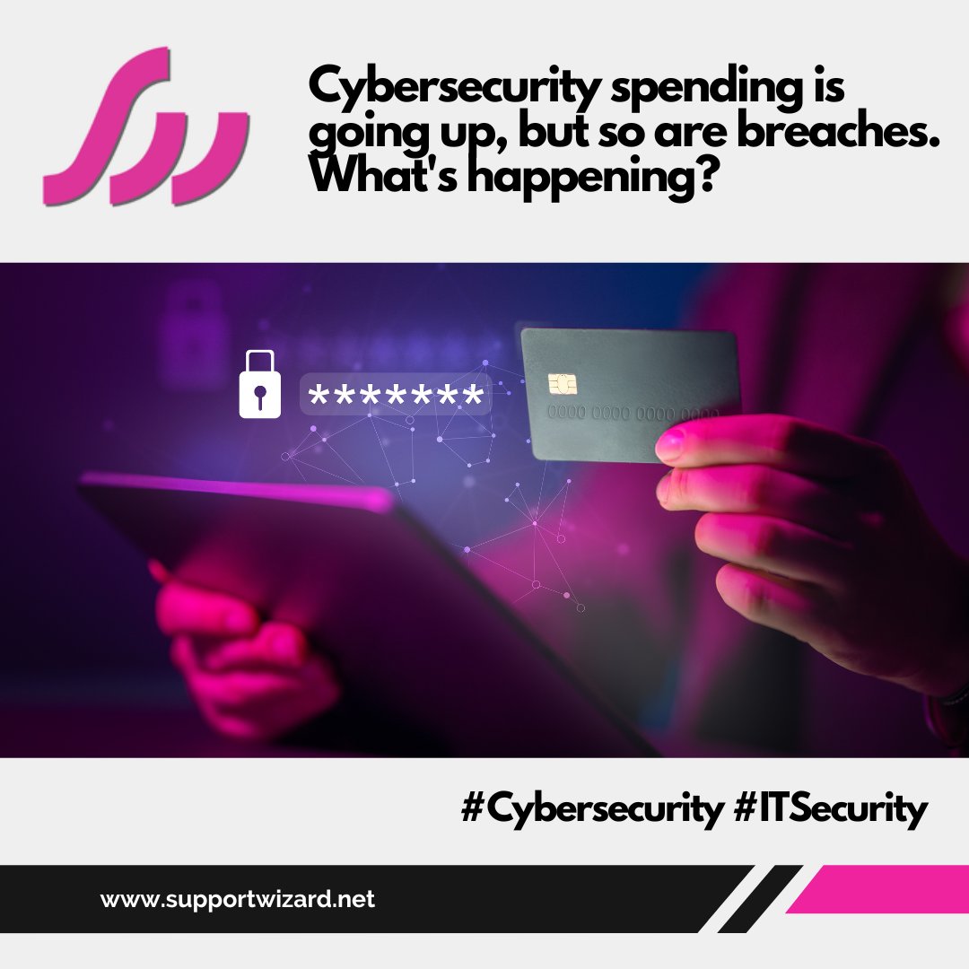 supportwizard's tweet photo. Cybersecurity spending is going up, but so are breaches. What's happening?

#Cybersecurity #ITSecurity
https://t.co/U9lnKPLFeU https://t.co/Oay47w3KkM