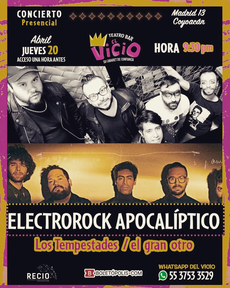 rabasa_eduardo's tweet photo. Este próximo jueves 20 tocamos con nuestra banda de electrorock, el gran otro (@elgranotro3), en el legendario cabaret @elvicioteatro, junto con nuestros amigos @LosTempestades: ¡ojalá se puedan dar una vuelta! https://t.co/VH8eEaZUsX