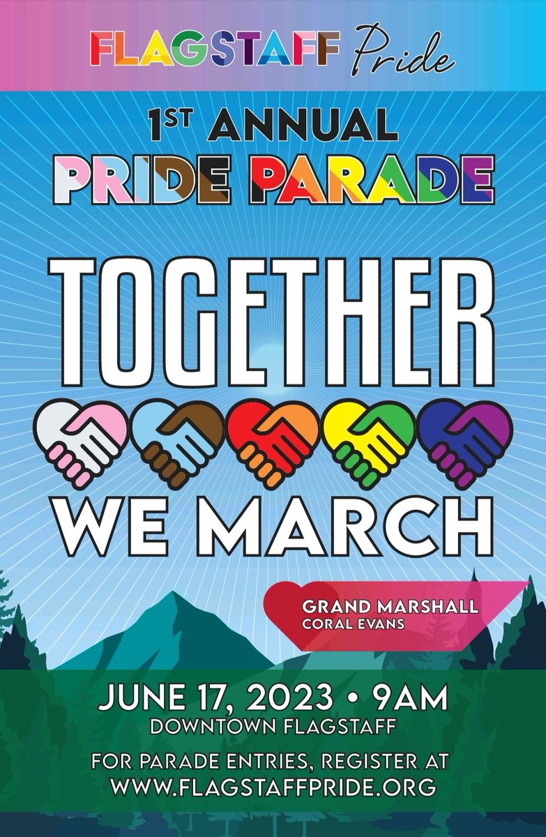 FlagstaffPride's tweet photo. Join us for the First Pride Parade in Flagstaff! Want to be a part of it?
For entry visit our website at https://t.co/DZFjuC9vwz https://t.co/jsZ2U0Ik3p