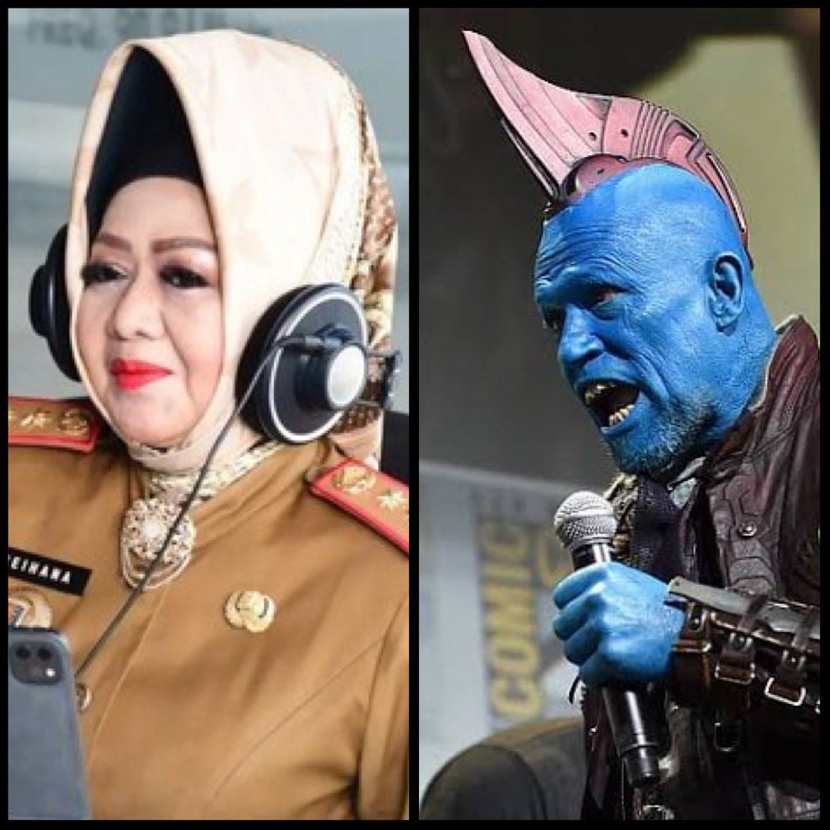 aparatmati's tweet photo. gak mirip" amat, tapi liat Kadinkes Lampung gue ingetnya Yondu - Guardians Of The Galaxy. https://t.co/2JGnT2iGkN