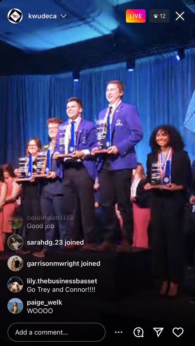 shelley_duffey's tweet photo. World Champs 🏆🥇 in Sports Entertainment and Marketing 🤘🏼💜💛. Congratulations @trey_duffey and @connor_waltz32‼️. @KWUDECA @DuffeyDavid https://t.co/NP2hd1dzB0