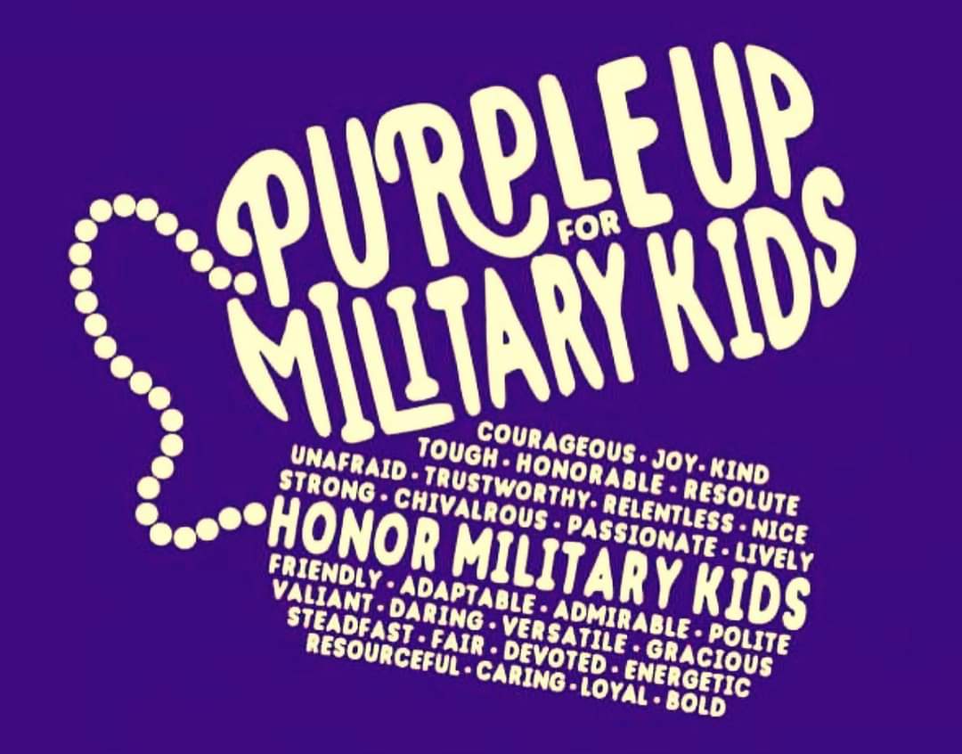 Don't forget to wear purple tomorrow to support our military kids! 💜