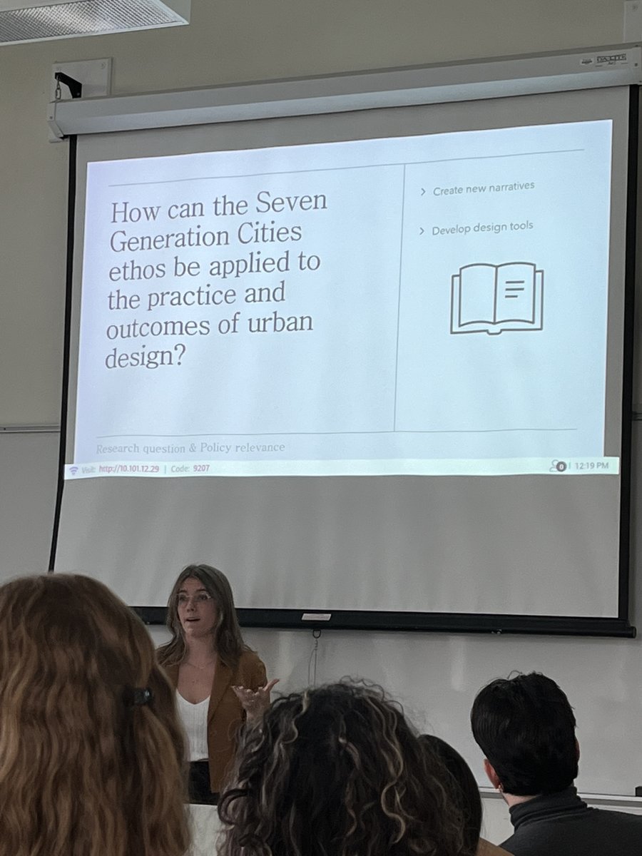 JayneEngle's tweet photo. How can #7GenCities ethos be applied to practice & outcomes of #urbandesign? Asks Sophie Coutu De Goede #urbanplanning student @mcgillu I have the honour to advise! Stay tuned for the #7GenCities guidebook Sophie will produce for cities!
#Indigenous #Reconciliaction #civicfutures https://t.co/RRUDcXM5Sy