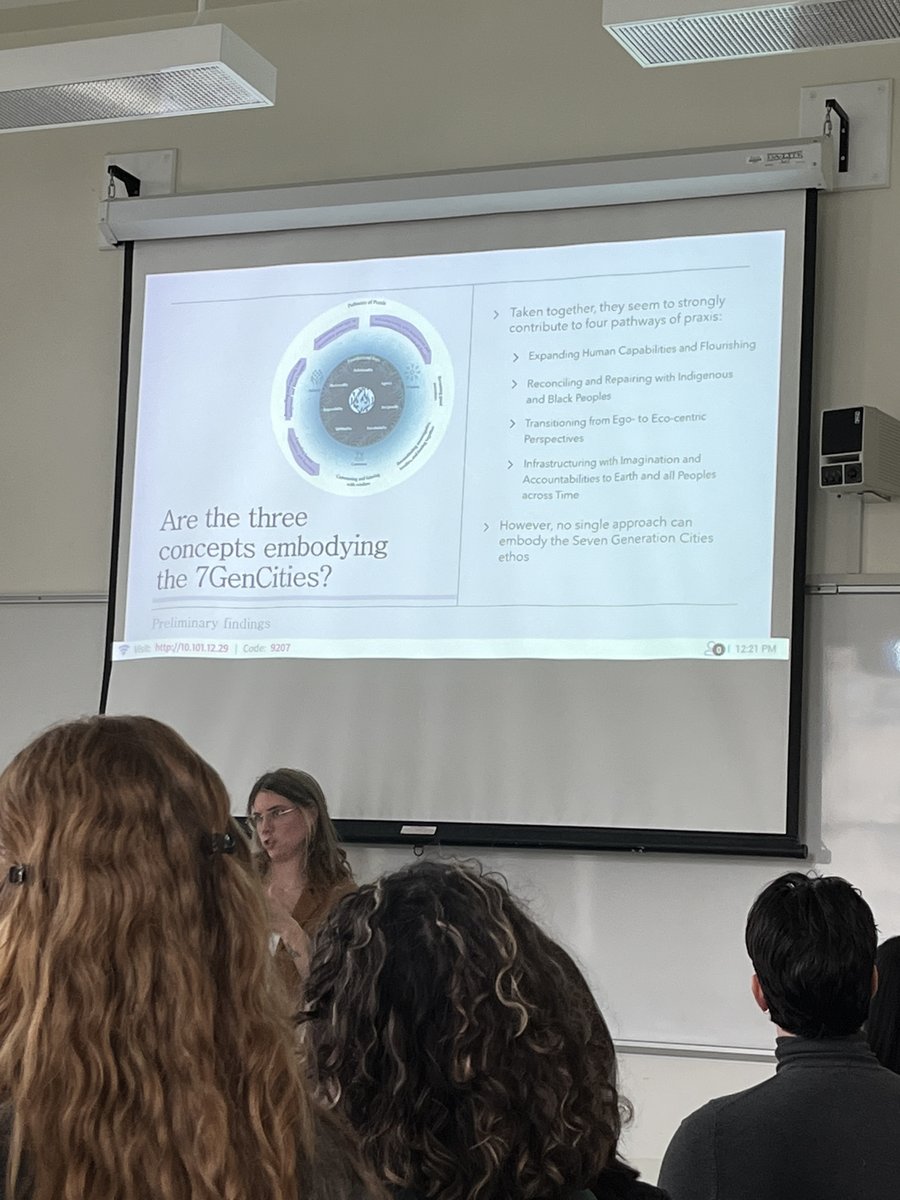 JayneEngle's tweet photo. How can #7GenCities ethos be applied to practice & outcomes of #urbandesign? Asks Sophie Coutu De Goede #urbanplanning student @mcgillu I have the honour to advise! Stay tuned for the #7GenCities guidebook Sophie will produce for cities!
#Indigenous #Reconciliaction #civicfutures https://t.co/RRUDcXM5Sy