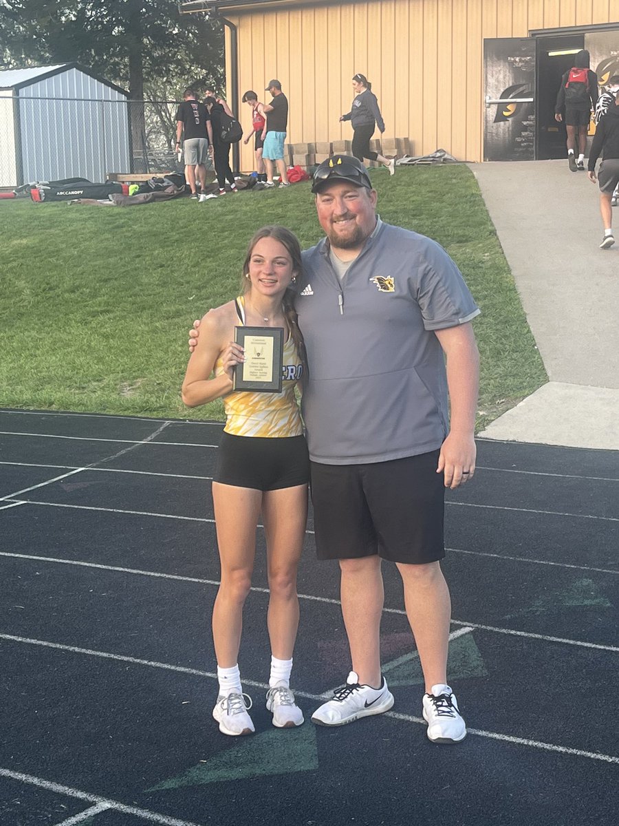 Bailey Robinson won the 800, 1600, 3200, &amp; placed in the TJ tonight. Scoring 31 total points in all. That was enough to have her take home the Daryl Hane Golden Spike award for the top individual score total at the Cameron Invitational! @MoMileSplit <a href="/MSHSAAOrg/">MSHSAA</a> @CameronSchools
