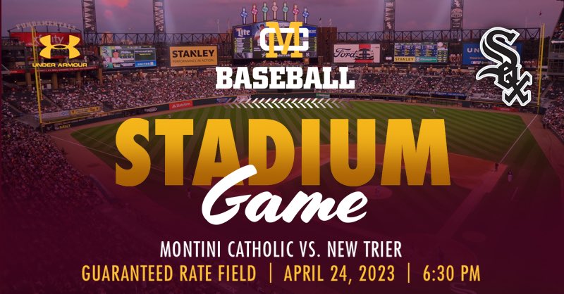 montinibaseball's tweet photo. 🏟Broncos are set to compete in a @MLB stadium for the first time in our history! We appreciate the @WhiteSox providing this opportunity for our players, coaches and fans! Admission is FREE; we hope to see you there!  #BroncoDugout #WeNotMe @Montini_AD @PBRIllinois @dhpreps https://t.co/UQnwkSqM42