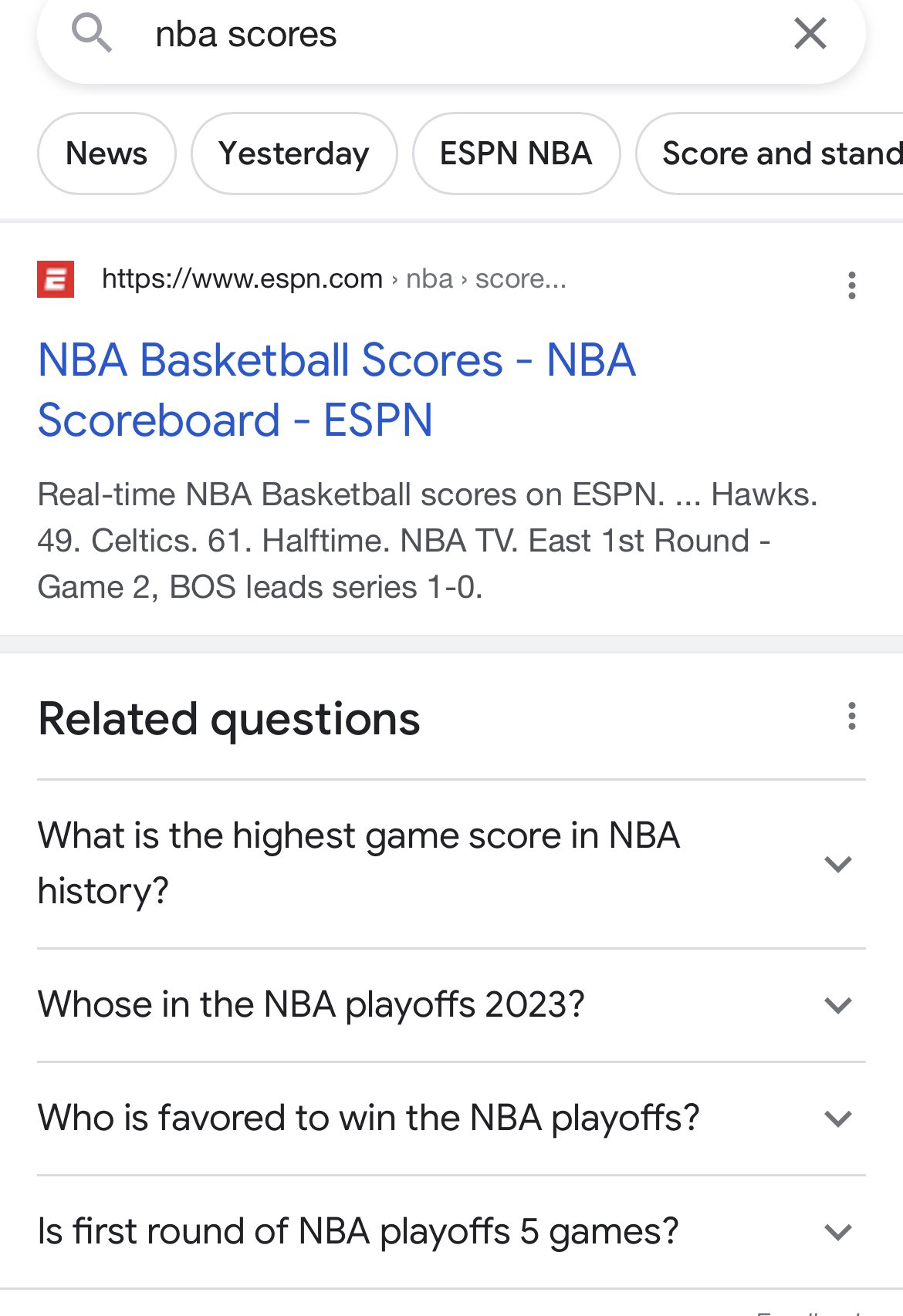 show me nba scores