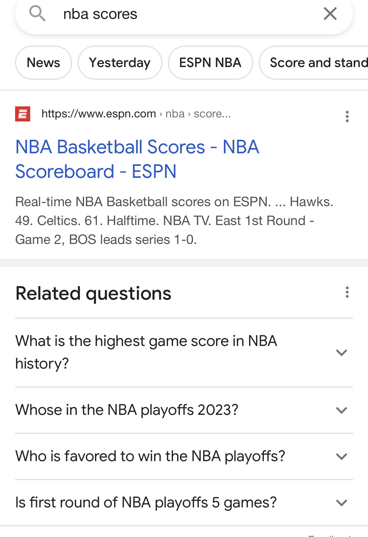 Google nba scores discount