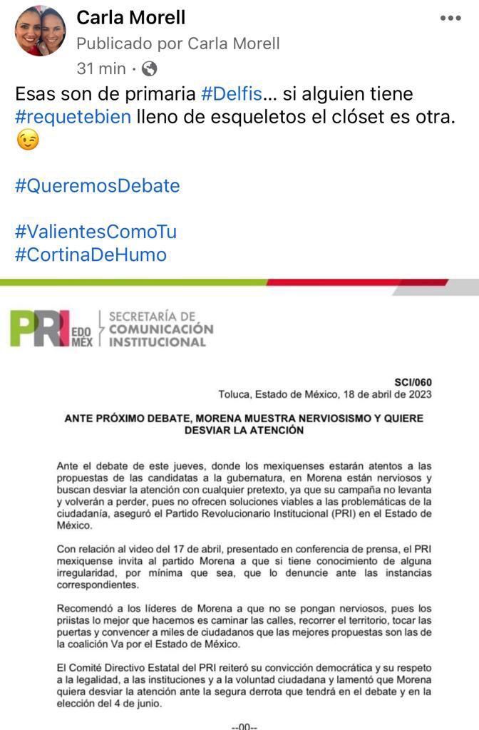carla_morell's tweet photo. Esas son de primaria #Delfis… si alguien tiene #requetebien lleno de esqueletos el clóset es otra. 😉
#QueremosDebate
#ValientesComoTu
#CortinaDeHumo https://t.co/ObPhRoqd6f