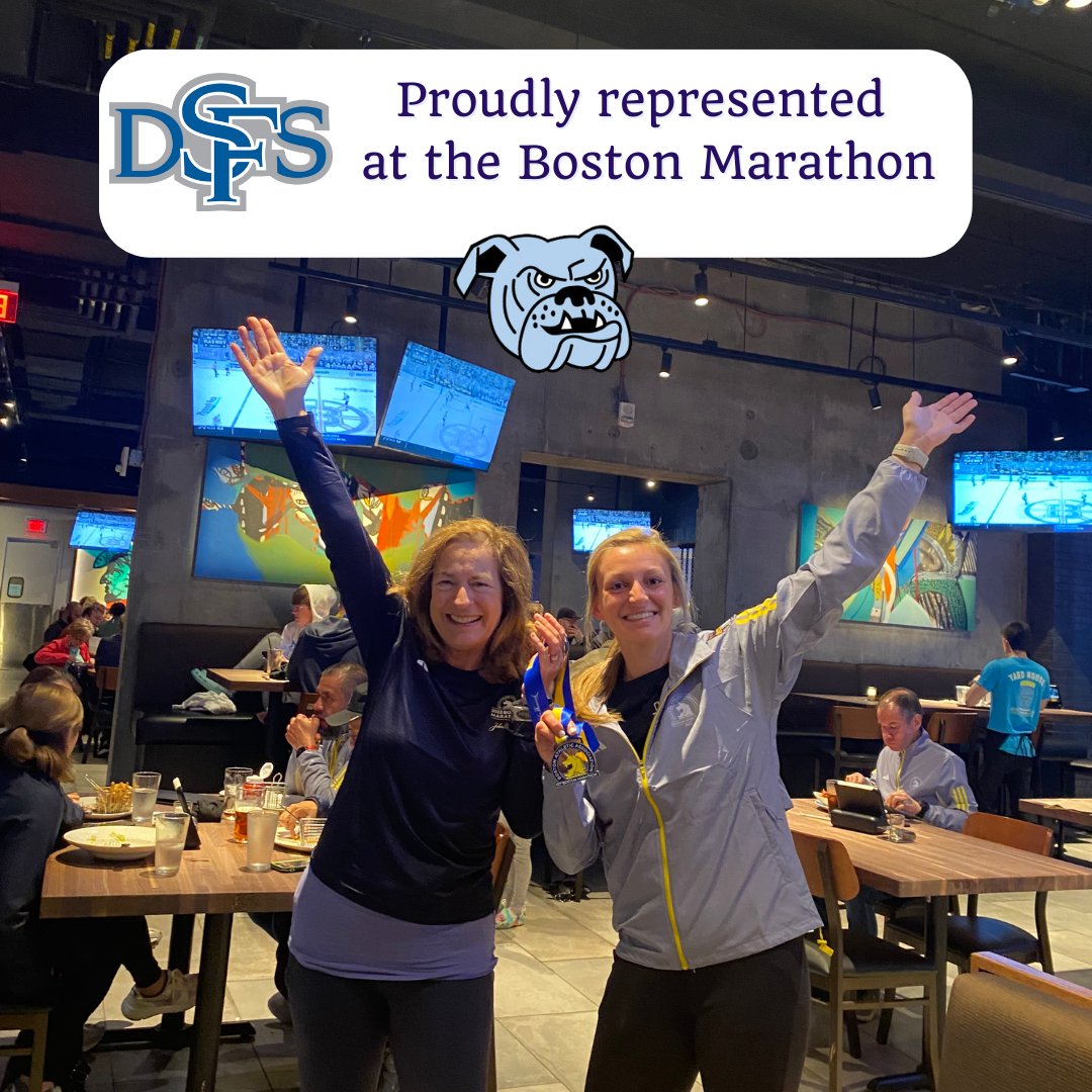 SFDS_School's tweet photo. Congrats to our Boston Marathon Rockstars! 
SFDS was well-represented at the Boston Marathon yesterday!  SFDS Librarian Michelle Swofford and 8th Grade Teacher Rachel Melich ran and finished!  Can't wait to hear all of the exciting details! https://t.co/L4ByoldQSo