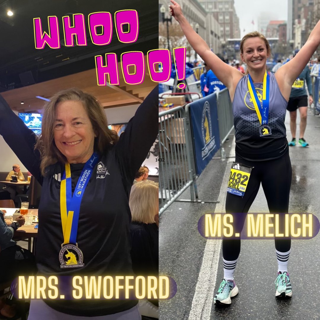 SFDS_School's tweet photo. Congrats to our Boston Marathon Rockstars! 
SFDS was well-represented at the Boston Marathon yesterday!  SFDS Librarian Michelle Swofford and 8th Grade Teacher Rachel Melich ran and finished!  Can't wait to hear all of the exciting details! https://t.co/L4ByoldQSo