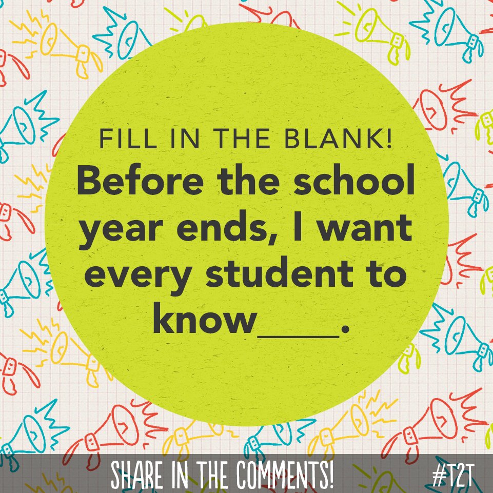 teacher2teacher's tweet photo. What do you want your Ss to know by the end of this year? 

#TeacherTwitter https://t.co/0MK2NHDjTn