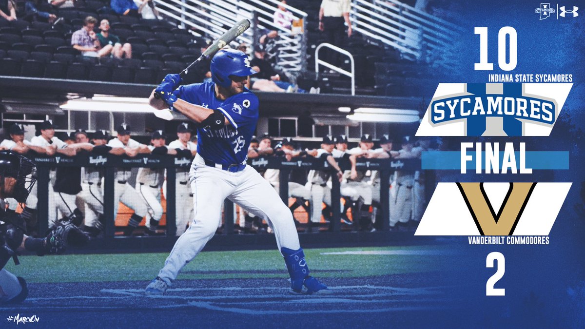 The streak hits 1️⃣1️⃣!!

Sycamores take down No. 4 Vandy in the midweek contest with the 10-2 win.

#MarchOn