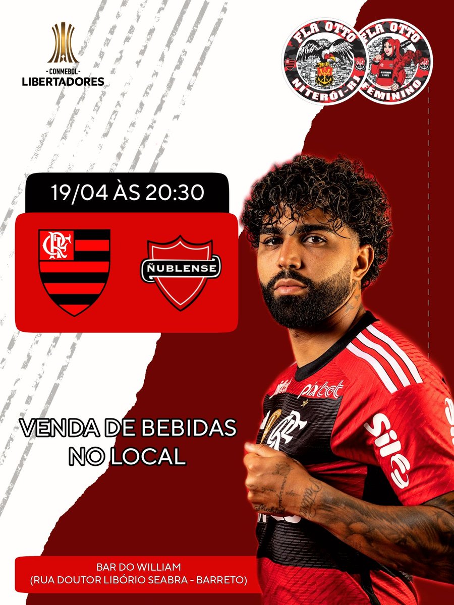 𝐋𝐈𝐁𝐄𝐑𝐓𝐀𝐃𝐎𝐑𝐄𝐒 ⚫🔴🙅🏽‍♂️

ENTÃO CONVOCA GERAL E VAMOS JUNTOS TORCER LÁ NO 𝐁𝐀𝐑 𝐃𝐎 𝗪𝐈𝐋𝐋𝐈𝐀𝐌.

PRÉ JOGO A PARTIR DAS 20:30H 🍻

• VENDA DE BEBIDAS NO LOCAL.

𝐉𝐔𝐍𝐓𝐎𝐒 𝐒𝐎𝐌𝐎𝐒 𝐌𝐀𝐈𝐒 𝐅𝐎𝐑𝐓𝐄𝐒 🔴⚫

#Flamengo #FlaOtto #FlaOttoFeminino #Libertadores #CRF