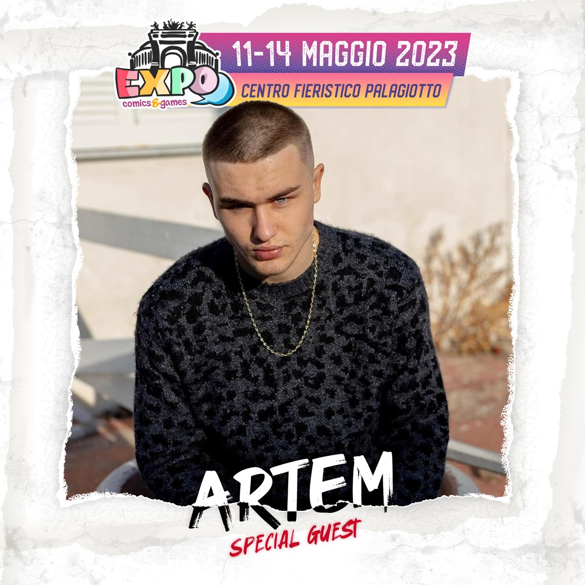 EXPOcomicsgames's tweet photo. 🚨 Ecco svelata l'identità del nostro super ospite: @artemwog sarà dei nostri per questa seconda edizione di #EXPOcg!! 🏆

Tra i tanti, ha interpretato anche 𝐏𝐢𝐧𝐨 nella serie Tv prima su Netflix "Mare Fuori"! 🎬

Potrai incontrarlo 𝐝𝐨𝐦𝐞𝐧𝐢𝐜𝐚 𝟏𝟒 𝐦𝐚𝐠𝐠𝐢𝐨. https://t.co/9AxNphTuM9