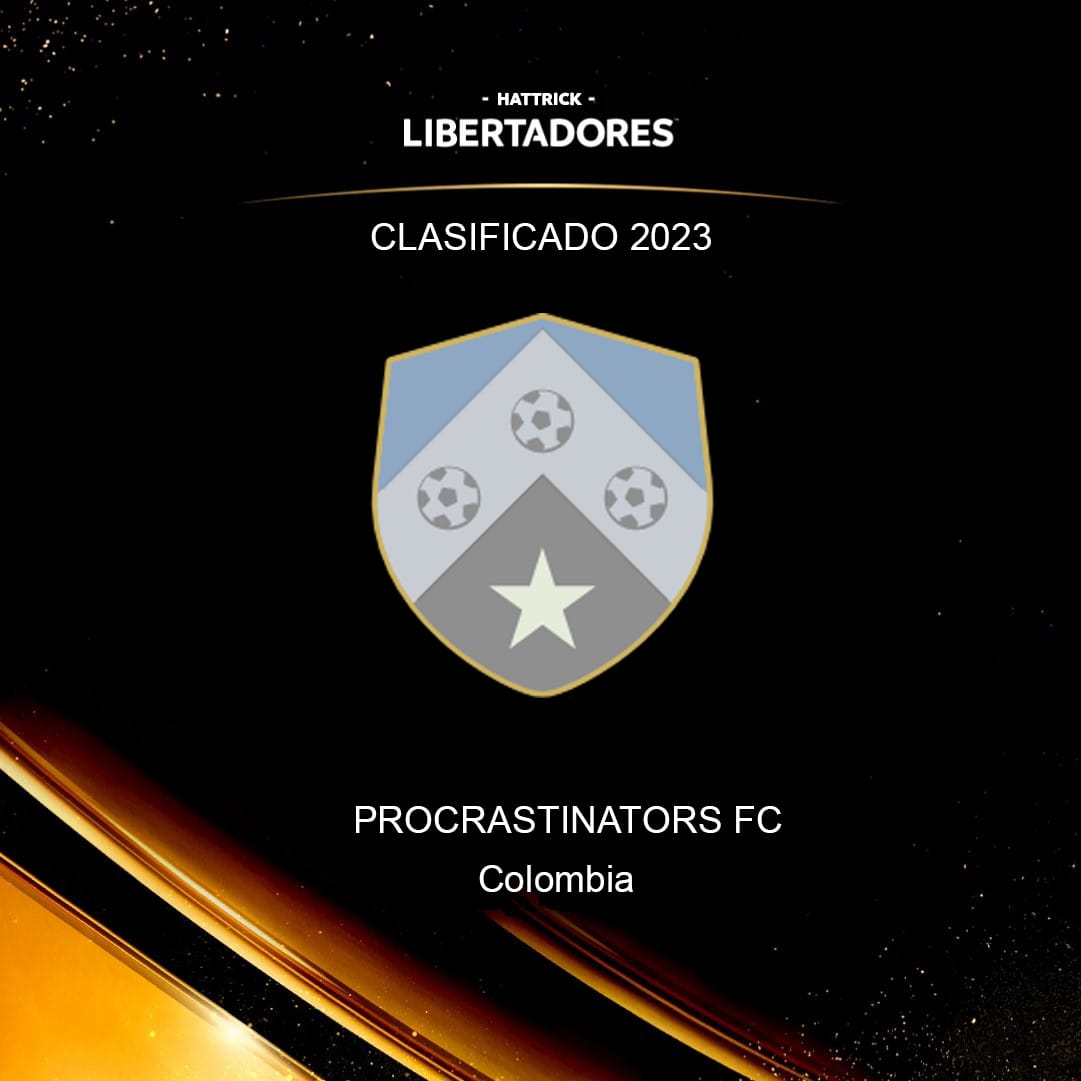 <a href="/PFC_HT/">Procrastinators FC</a> 🇨🇴 jugará su segunda Copa Libertadores! 

El equipo colombiano el cual en la I Edición llegó a Octavos de Final, comenzará su camino en el torneo continental desde la Fase de Grupos!