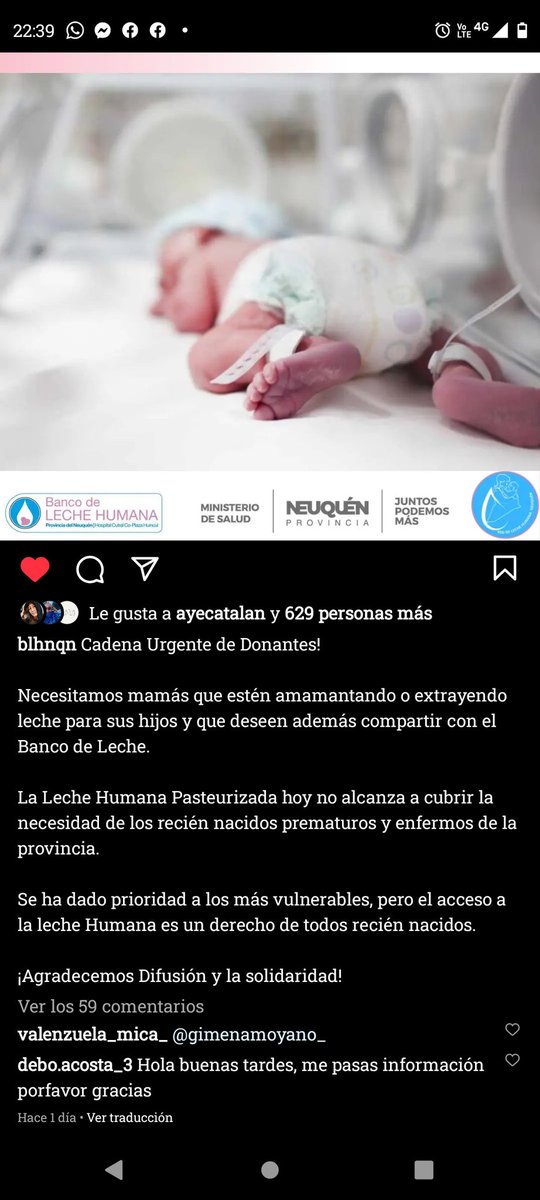 Agradezco máxima difusión y si alguna mamita desea de 🩷 unirse al banco de leche humana es muy fácil.. cualquier consulta me escriben y les facilito el contacto gracias