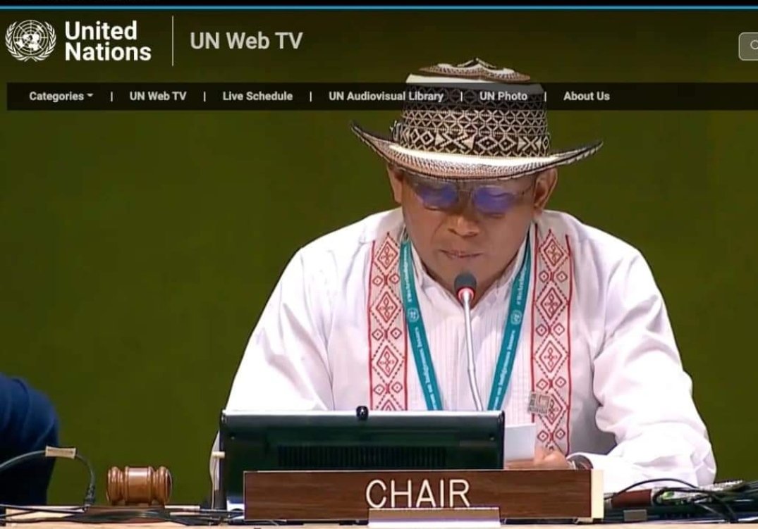 concipmpc's tweet photo. ✊👏 La #CONCIP celebra y felicita a Darío Mejía Fontalvo, indígena del pueblo Zenú en Colombia, por su reelección como presidente del Foro Permanente para la Cuestiones Indígenas de las Naciones Unidas #UNPFII @DMejia20 https://t.co/U9MFKp20Ww