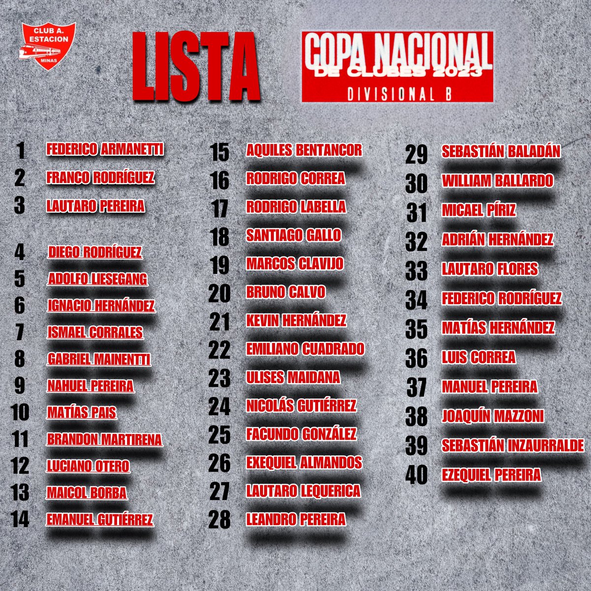 🔴Lista de buena fe para la copa nacional de clubes 2023 🔴
