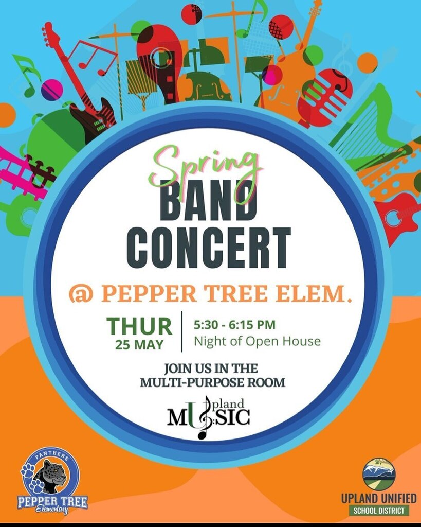 PepperTreeUUSD's tweet photo. The Spring Band Concert will be on Thursday, May 25th, before Open House. Please see flyer for details. https://t.co/17W2tjTVl2 https://t.co/hzX69gEB1g