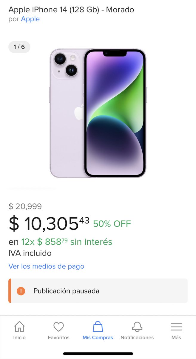 Fer_La312's tweet photo. El día de hoy por la madrugada compré este iPhone a través de @ML_Mexico @Mercadolibre, al igual que yo conocí a otras 90-120 personas que lo compramos y que nos cancelaron sin motivos, queremos que se nos hagan valida nuestra compra @Profeco #MercadoLibreNoCumple #MercadoRatero https://t.co/vF79Ht8Y82