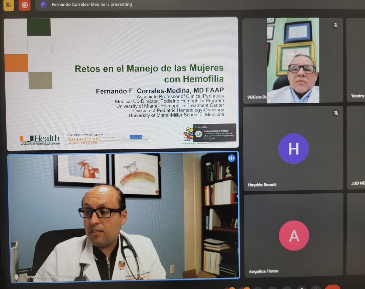 fercorralesmed's tweet photo. Thanks to the UNPHU in the Dominican Republic for the invitation to participate at this important webinar celebrating World Hemophilia Day #hemophilia #womenbleedtoo #unphu @UNPHURD https://t.co/woid4oiiKi