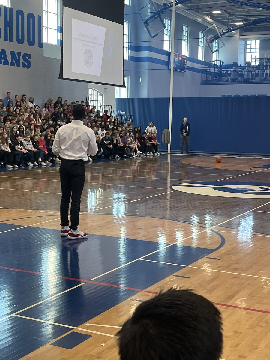 cory_burke4's tweet photo. What an absolutely amazing day.  Thank you @csingleton__2  for sharing space with HMS today. Your message of unity is a powerful. And one we certainly won’t forget. https://t.co/WNq0kPAH0M