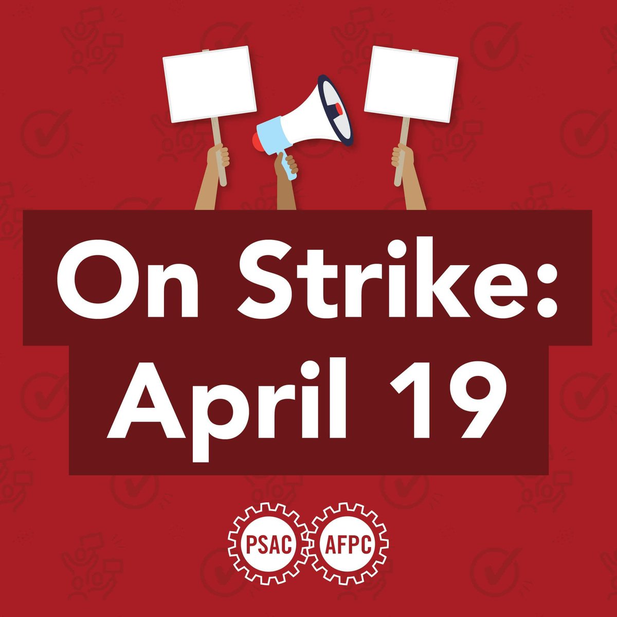 PSACAtlantic's tweet photo. ON STRIKE 

Treasury Board and CRA members are on strike effective 12:01 AM ET April 19. 

Please make plans to attend your closest picket line as early as you can: https://t.co/i2JRwRk08B

You can find picket shifts and information on our regional site: https://t.co/04ygX7PlND https://t.co/IOkc2QccaX