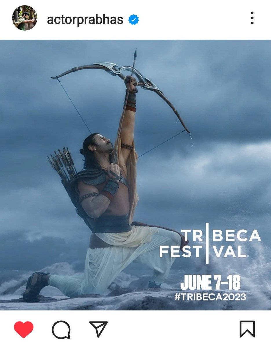 Looking forward to #Adipurush being Premiered at the #TribecaFestival on June 13th.

                  ~#Prabhas Anna via insta