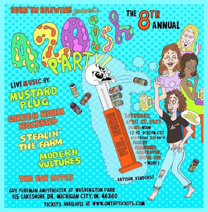 This Saturday- 4/20 ish Party <a href="/burnem_brewing/">Burn 'Em Brewing</a> ! @Mustard_Plug <a href="/modernvultures_/">Modern Vultures</a> #music #beer #liberty #food