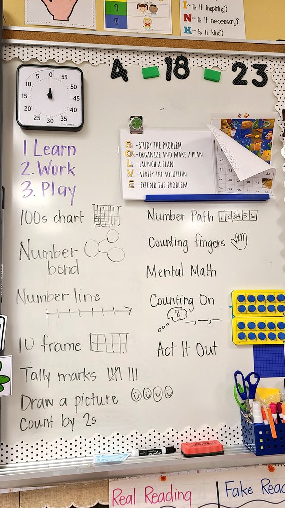 MrsL_Huerta's tweet photo. Our class came up with a list of all the strategies we could use to solve our math warmup. Look at all that math language π€© @NISDMurnin @NISDElemMath @mrhuerta_math @MrsMorris_Math #criticalthinkers #solutionfinders #Kindermathematicians https://t.co/qIvEsEMdwr