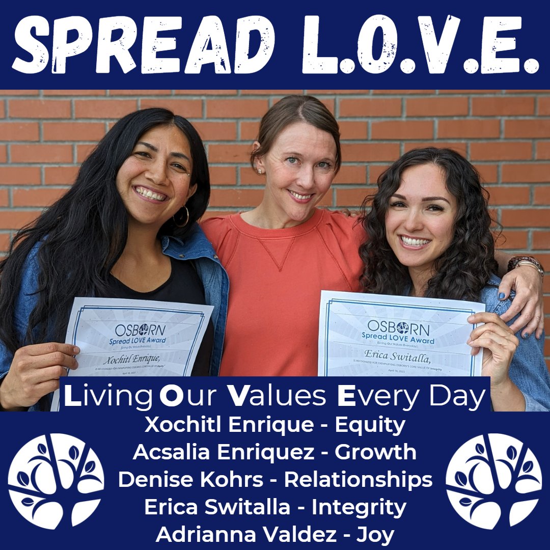 #LOVE was all around tonight as we celebrated the recipients of our Spread LOVE Awards! We were so happy to celebrate the following people from our #Preschool and #Montessori programs:
Xochitl Enrique, Acsalia Enriquez, Denise Kohrs, Erica Switalla, and Adrianna Valdez
#prek