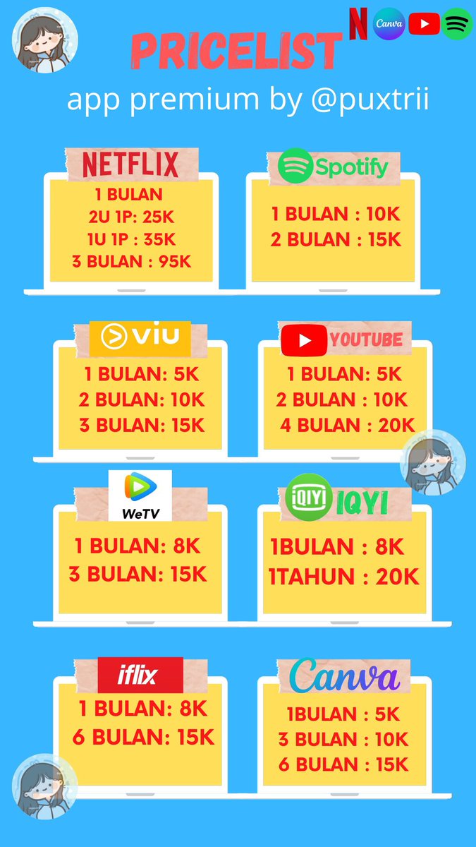 puxtrii's tweet photo. @briankhrisna yahh:(

halo, aku open order app premium! murah, legal, aman, bergaransi 💖 https://t.co/IY1M4aRwHy