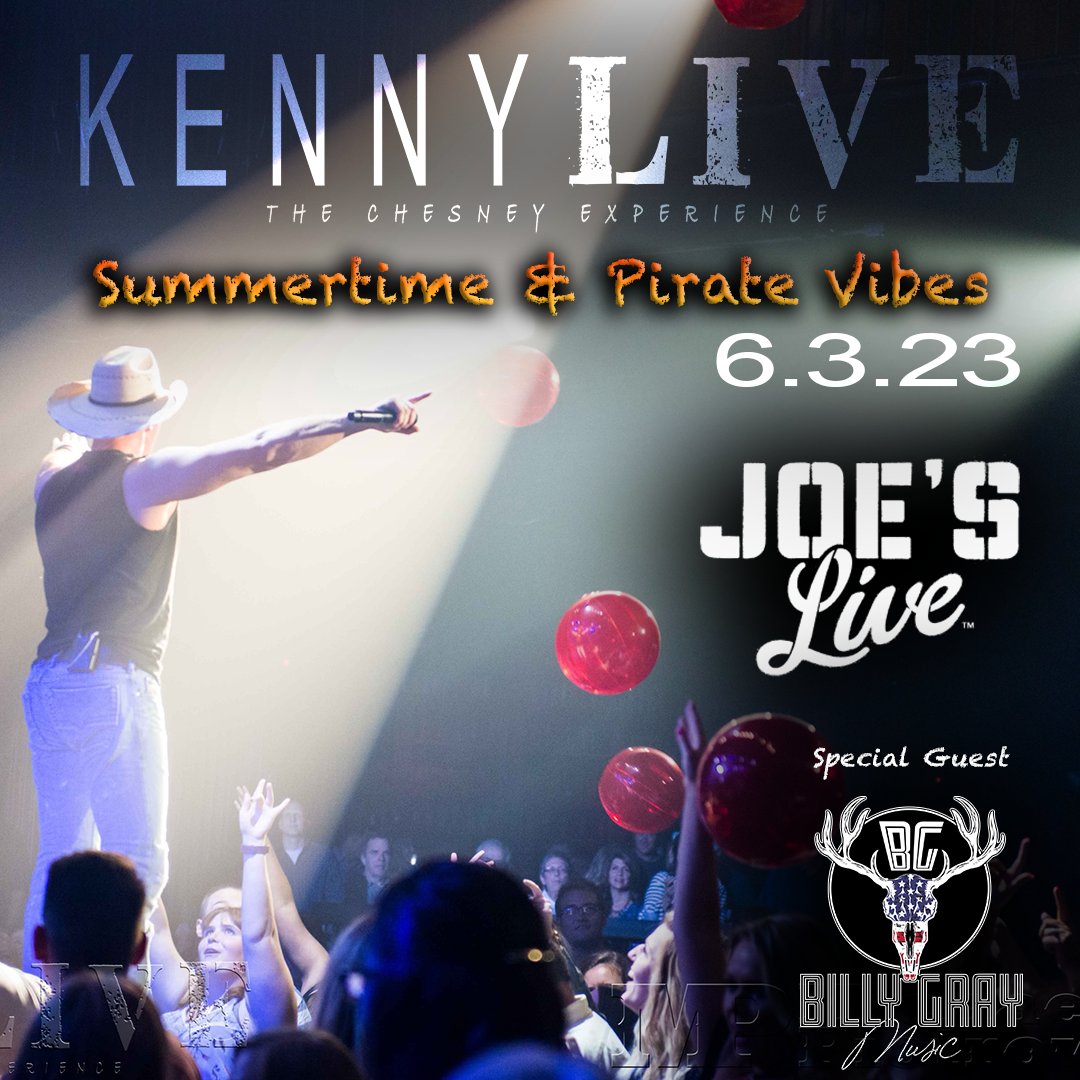 ON SALE NOW | Saturday, June 3 Kenny LIVE - Tribute: Summertime &amp; Pirate Vibes. Get your ticket to the hottest Tribute to Kenny Chesney on…the…PLANET! Special opening guest, Billy Gray Music joins! Tickets are on sale now at joesliverosemont.com
🎟 bit.ly/3AbUB0p