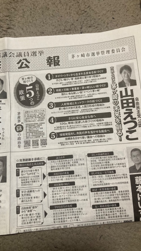 今朝届いてた選挙公報( #茅ヶ崎市議会議員選挙 )

山田悦子さんは先日17日にお亡くなりになられました。
この公報だけを見ると投票する方もおられるかもしれませんが...この方に投票しても無効になるのでご注意を⚠️

#茅ヶ崎市