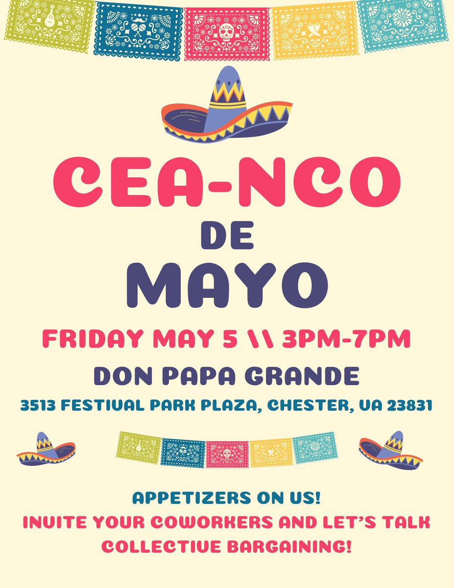 ChesterfieldEa's tweet photo. We’re excited for our spring social at Don Papa Grande on Friday May 5! Appetizers on us, just be sure to bring a friend https://t.co/lzK1t2TNOQ
