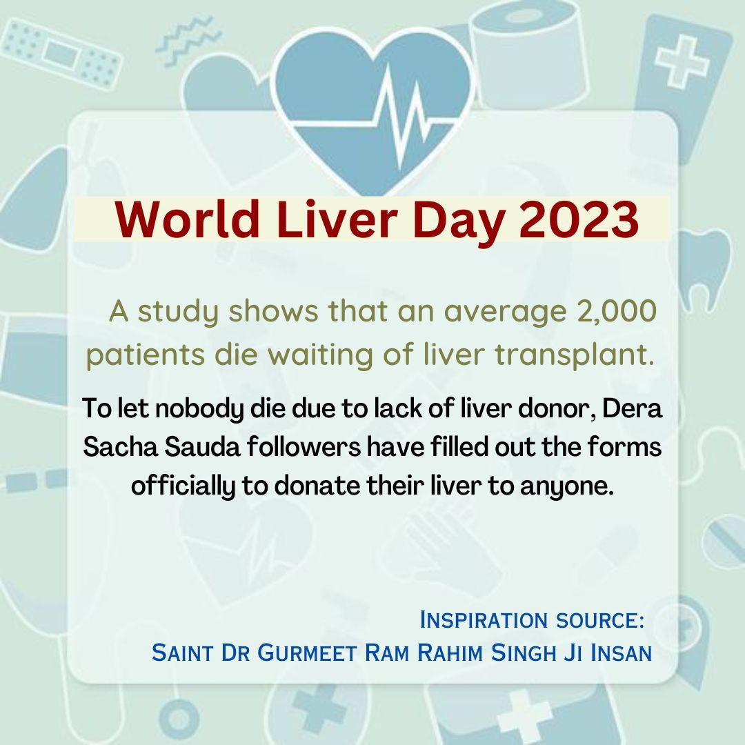 It is very important for all the organs of the body to be healthy,especially the liver. #WorldLiverDay is celebrated on 19thApril.SaintGurmeetRamRahimInsanji inspires to be vegetarian and give up alcohol,due to his inspiration many benefactors have filled liver donation forms.