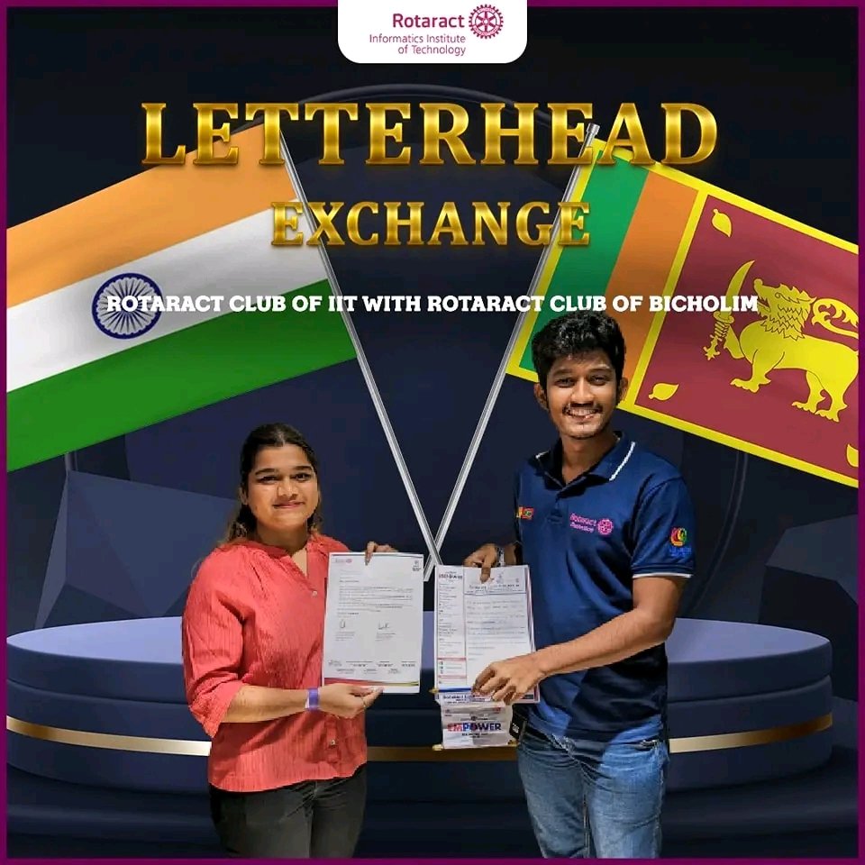 IITRotaract's tweet photo. We, the Rotaract Club of IIT, are pleased to inform that we have exchanged a letterhead with the Rotaract club of Bicholim.
#Rotaract #Rotaract3220 #LearnServeandStrive #ImagineRotary #ServeToChangeLives #InternationalVoluntary #Rotaractinternational #RACIIT #Rotaract3170 https://t.co/xxXUGd8CIo
