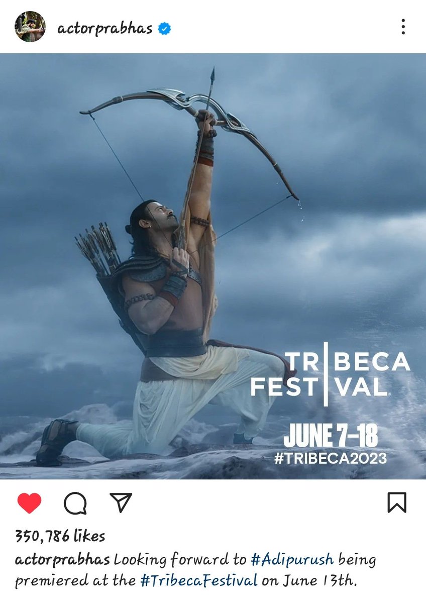 Darling #Prabhas via facebook and instagram sharing about #Adipurush premiering at the #TribecaFestival on June 13th🤗
#PrabhasEra #PrabhasGirlsFC