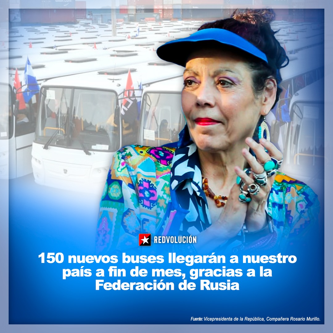 #Nicaragua recibirá en pocas días otra Flota de buses Departe de la Hermana Nación de  #Rusia  la cuál vendrá a reforzar la flota que ya está en disposición de nuestro Pueblo Nicaragüense 
#LaPazNuestraVictoria 
#RedFSLN