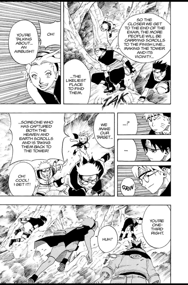 man I miss how dynamic Kishimoto's composition was like the angles show so much movement you can FEEL them zooming through the forest while they chat normally lmao 