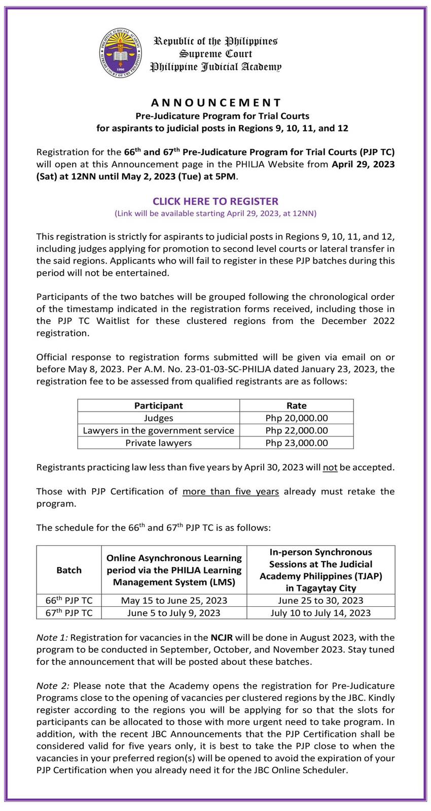 Philippine Supreme Court Public Information Office on Twitter "For more information on the 66th